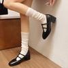 Fashion 2025 New Style Spring Autumn Women Double Buckle  Shoes Leather Square Head Square Heel Solid  Women's Shoes Zapatos Mujer