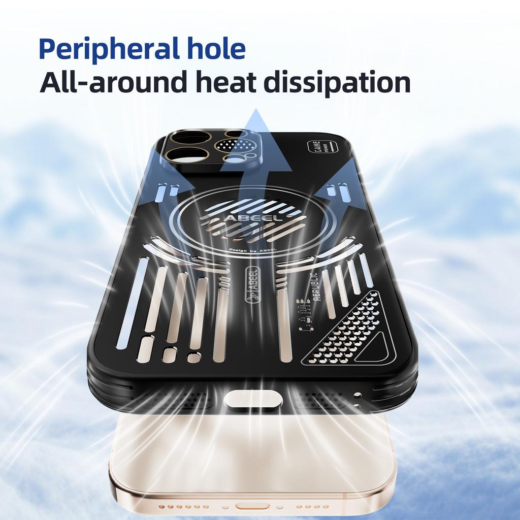 ABEEL For iPhone 13 Pro Max Magnetic Case Aluminium Alloy+PC+TPU Hollow Heat Dissipation Phone Cover
