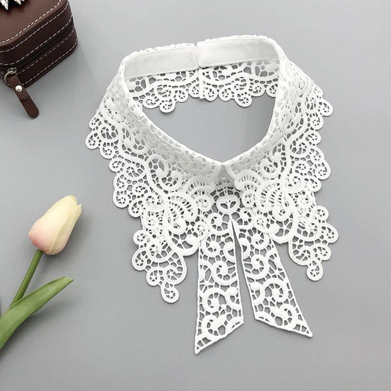 Fashion Lace White Fake Collar Women Detachable Collars for Women Black Lapel False Collars Woman Tie Clothes Accessories