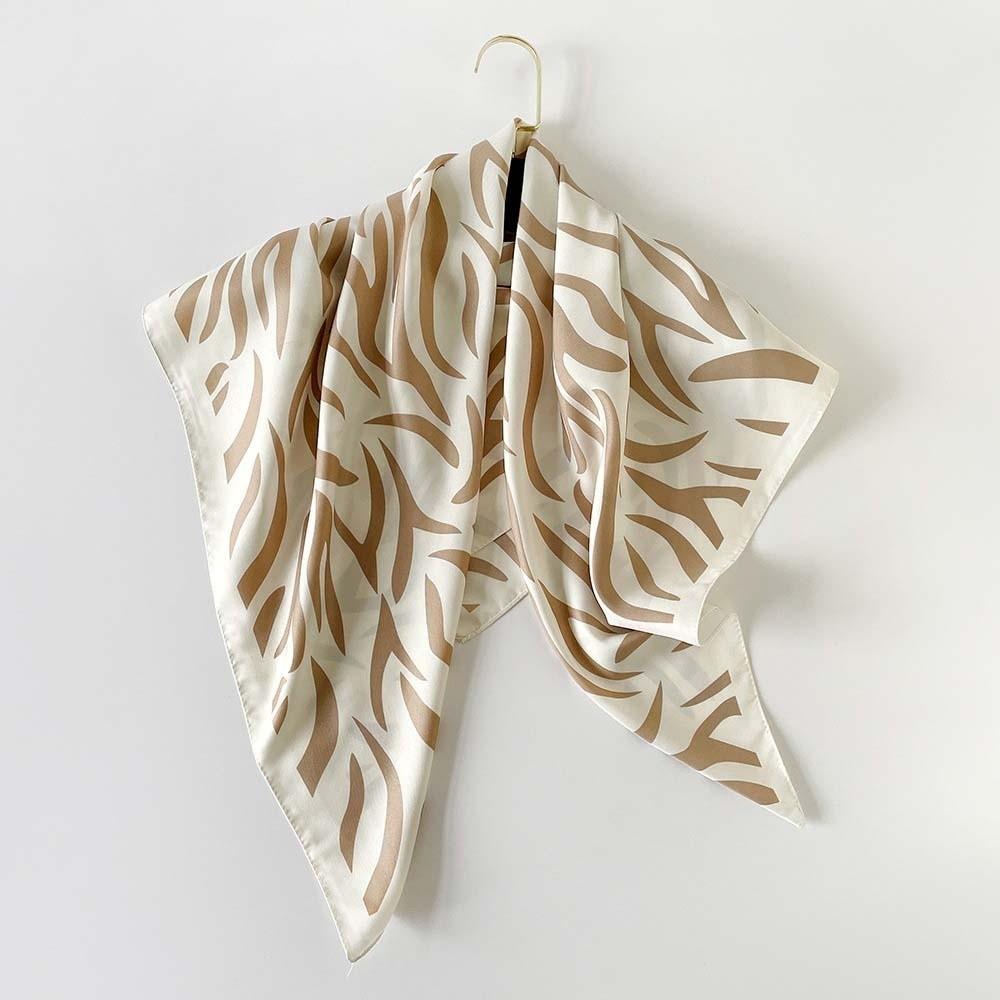 Breathable 90 CM Square Scarf Patterned Shawl Printed Silk Scarf Stripes Square Headscarf  Vacation