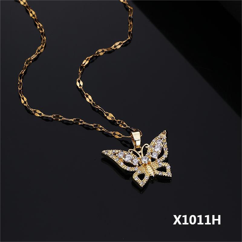 New Niche Design Retro Butterfly Micro-Inlaid Zircon Pendant Necklace Women'S Fashion Collarbone Chain