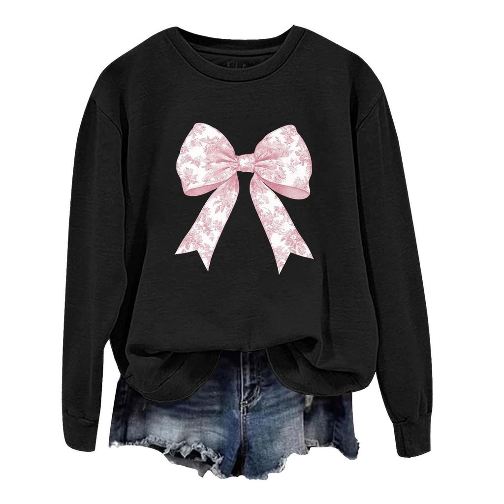 Women's Casual Fashion Printed Long Sleeve O-Neck Pullover Top Blouse