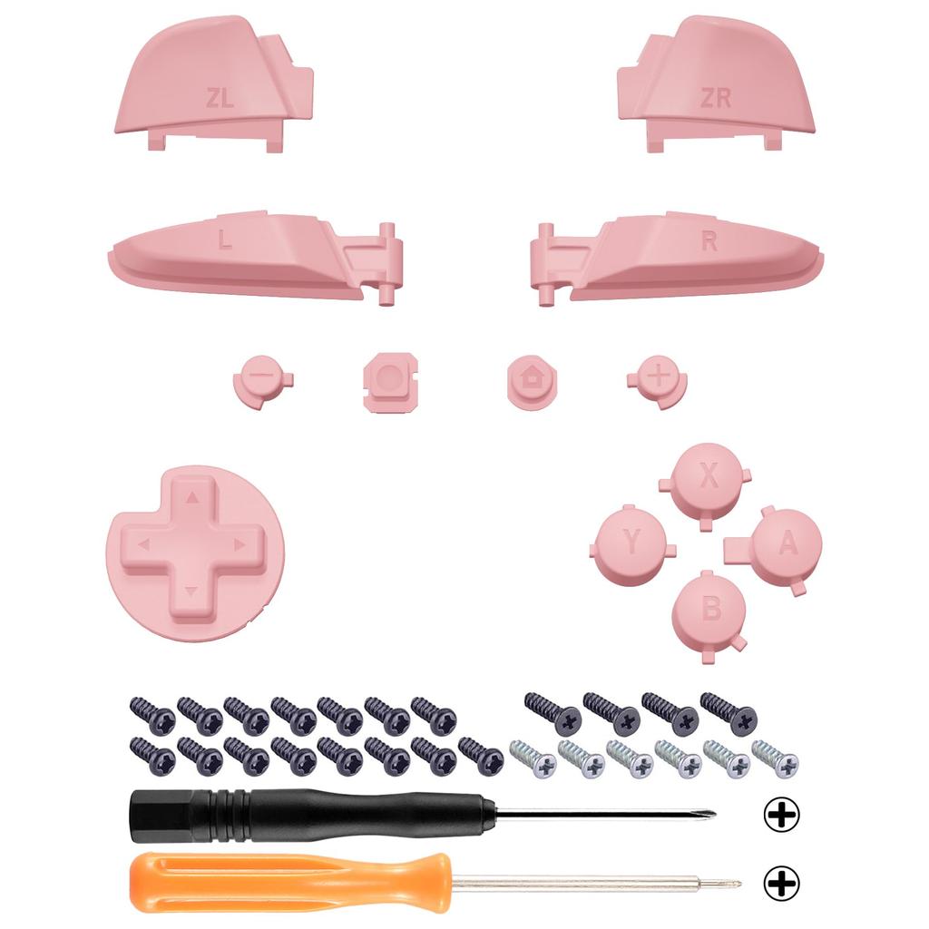 eXtremeRate ABXY with and R buttons for Switch Pro Full Button Set for Switch Pro Controller Puffy Pink D-pad ZR, ZL, L, Controller, -