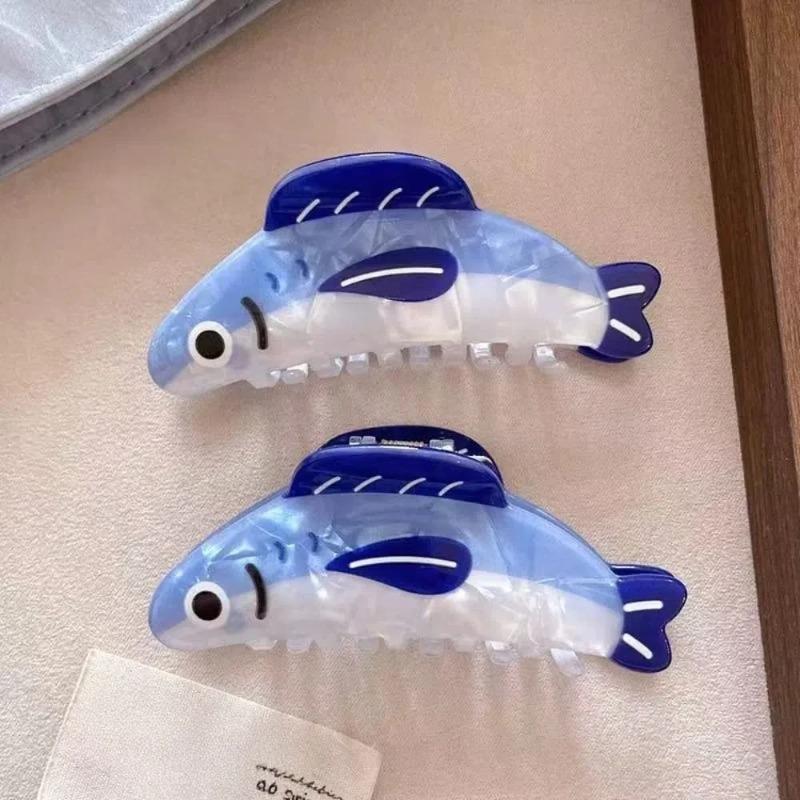 Fashion Sardines Hair Claw Clip for Women Girls Non Slip Cartoon Hairpin Acetate Print Cute Barrettes Gifts Apparel Accessories