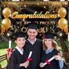 Congratulations Banner for Prom - Congratulations Decorations - Well Done - We Are So Proud of You - 5x3ft (Black and Gold)