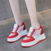 Кроссовки на толстой подошве, роскошные женские кроссовки бренда 33 34, толстая подошва, оригинальные спортивные туфли Kawaii, повседневные женские туфли на шнуровке для девочек, красные туфли