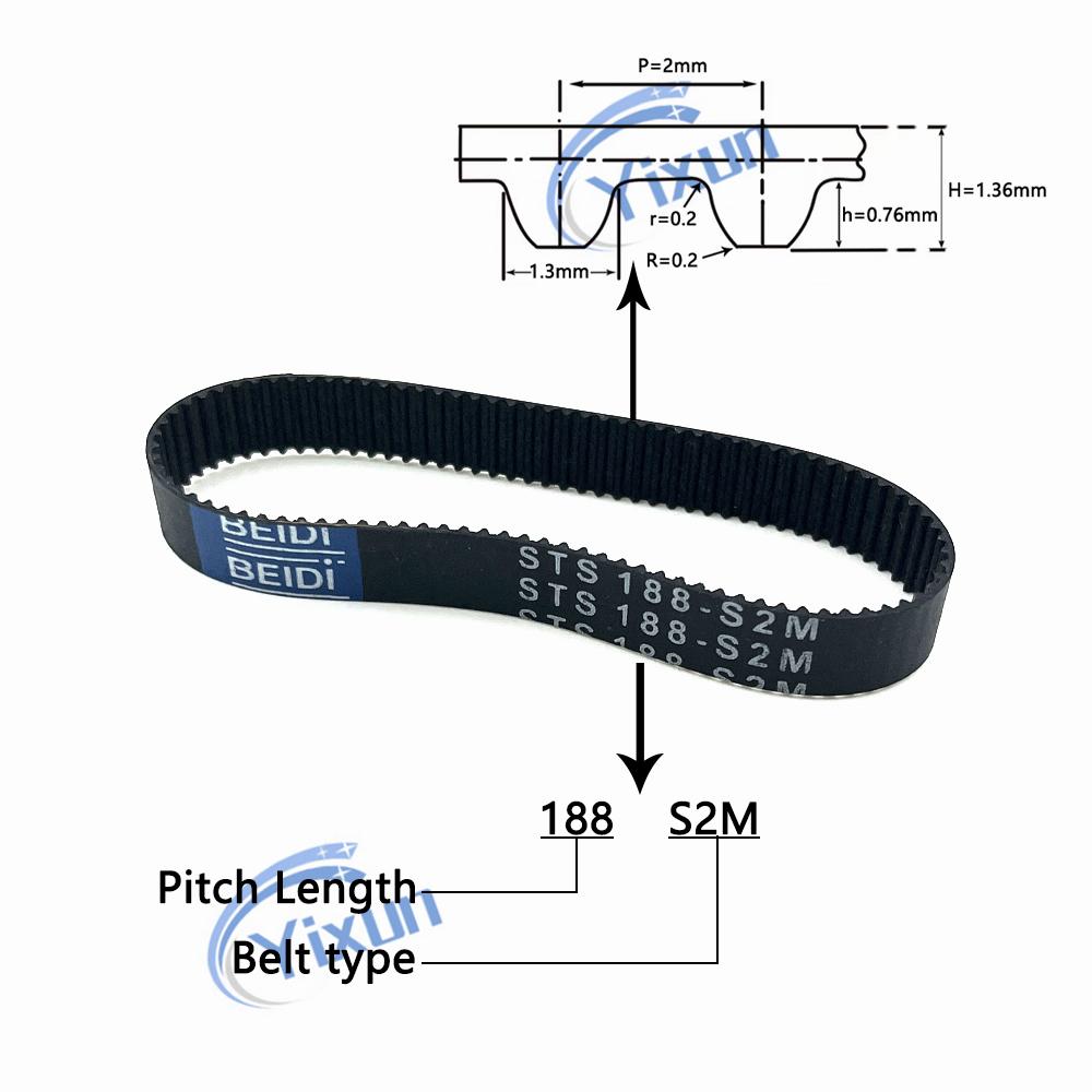 S2M Rubber Synchronous Timing Belt Length 148 150 152 154 156 158 160 162 164 166 168 170mm Width 4/6/9/10/15mm Drive Tooth Belt