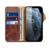 Ручная работа, Натуральная кожа, Флип-кейс для iPhone 12 Pro, Слот для карт, Ударопрочный, Защита от царапин, Кошелек, Черный, Винно-красный