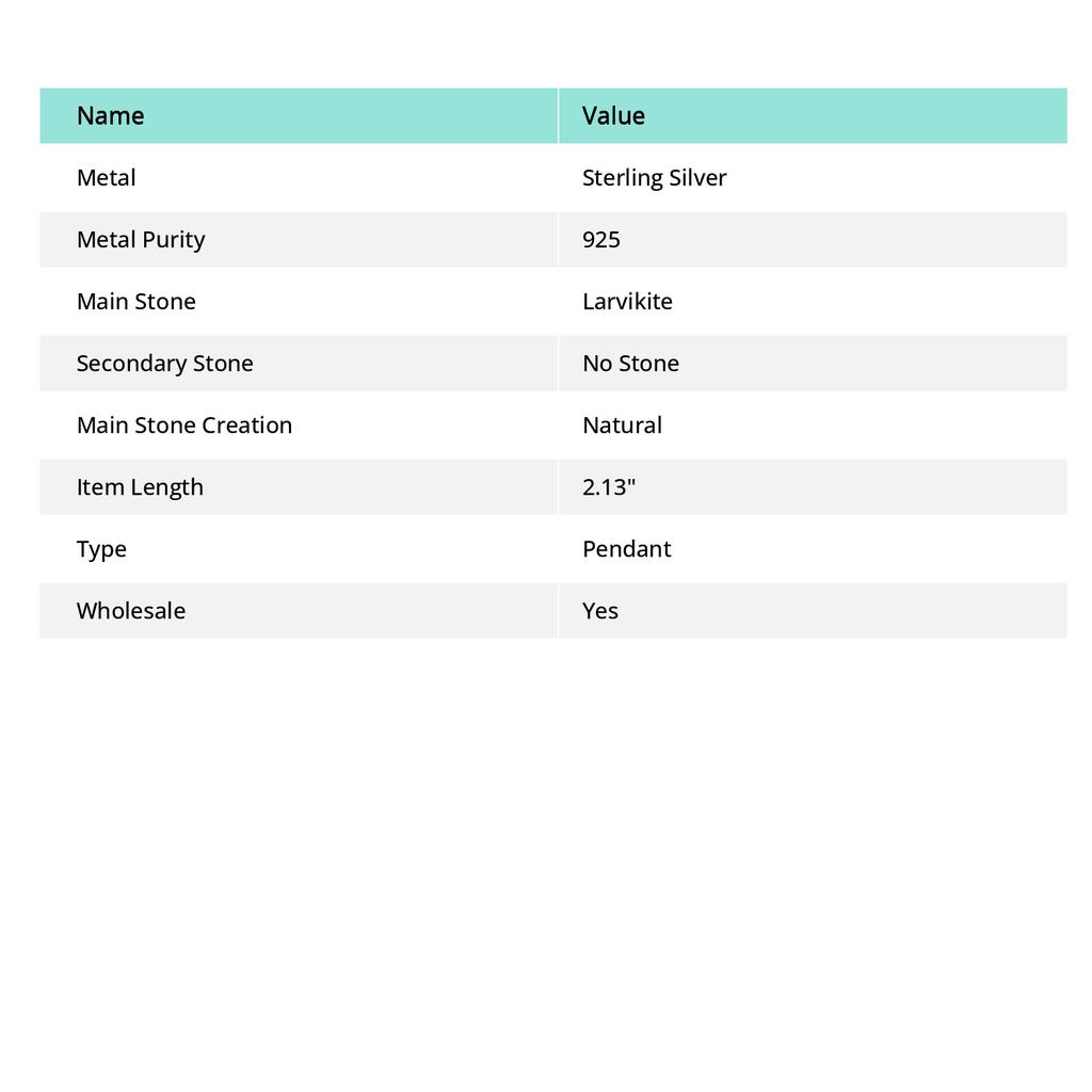 Лавикит Камень Драгоценный камень Ручная работа 925 Стерлинговое серебро Ювелирное изделие Подвеска 2,13" l1R98