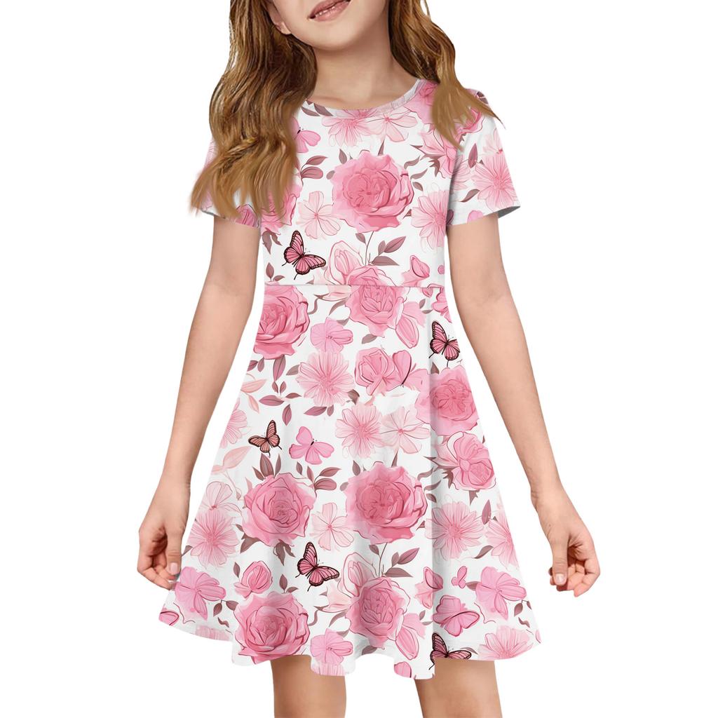 Девочка Летнее Платье Цвет & Принт Короткий Рукав Платье С Карманом Повседневное Платье Короткий Рукав Вечернее Платье Пасхальный День