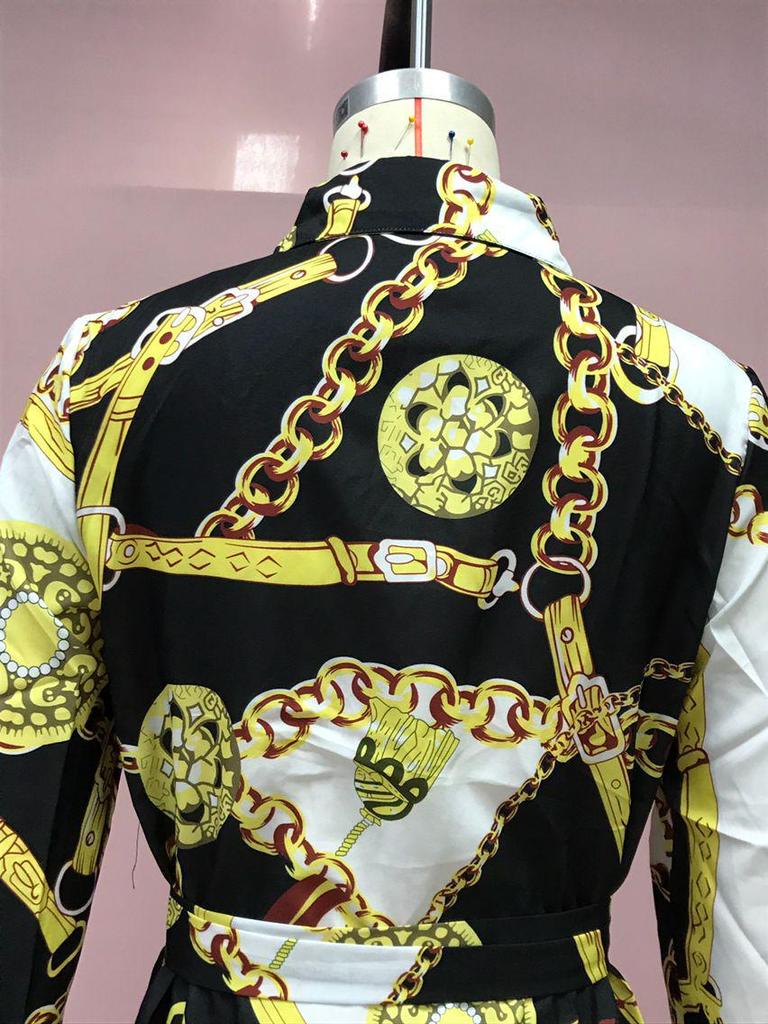 Юбка с золотой цепочкой и принтом в европейском и американском стиле «бабочка»: 2025 Новое модное сексуальное короткое платье осень/зима