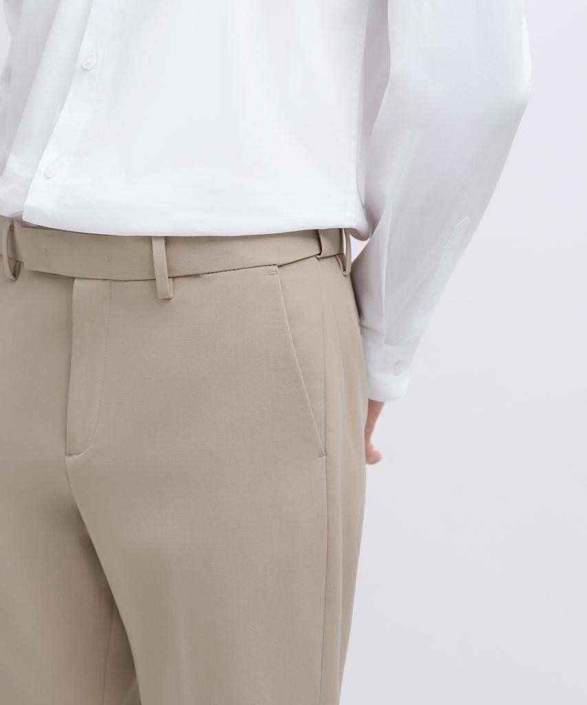MUSINSA STANDARD Semi-Wide Hidden Elastic Waist Slacks [Beige]
