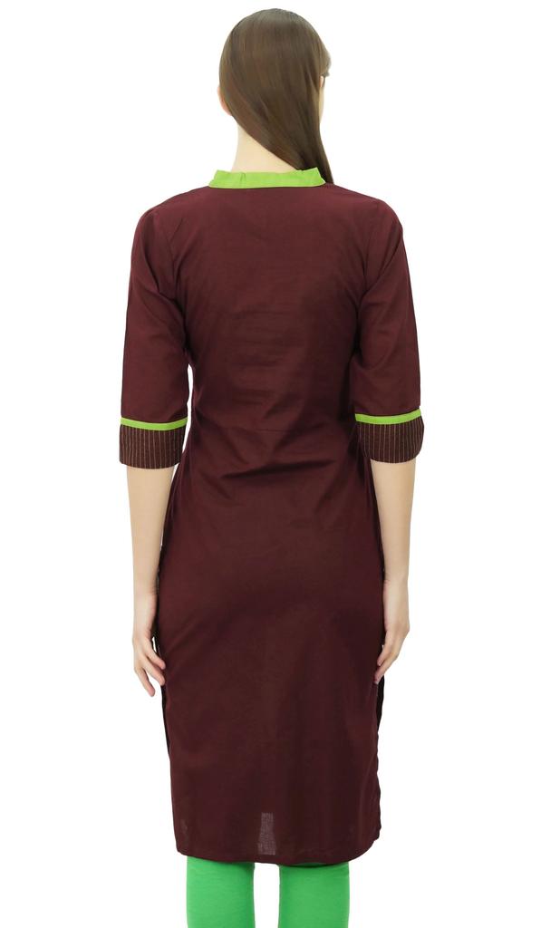 Phagun Женский однотонный узор воротник-стойка прямой курти индийский дизайнер этнический