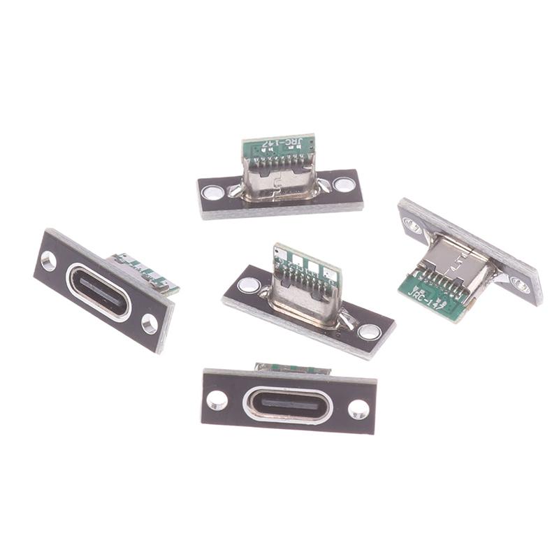 5Pcs Usb 3.1 Type C Socket With Screw Fixing Plate Type-C Usb Jack 3.1 Type-C 2Pin 4Pin Female Connector Jack Charging Port