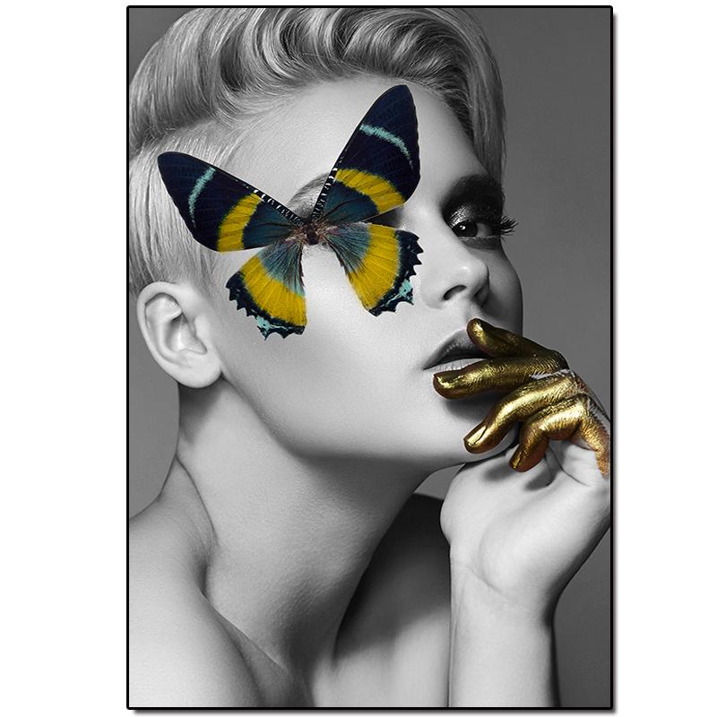 Абстрактная картина на холсте, декоративная картина, скандинавские женские постеры с бабочками на стену в офисе, настенный художественный декор, Куадрос