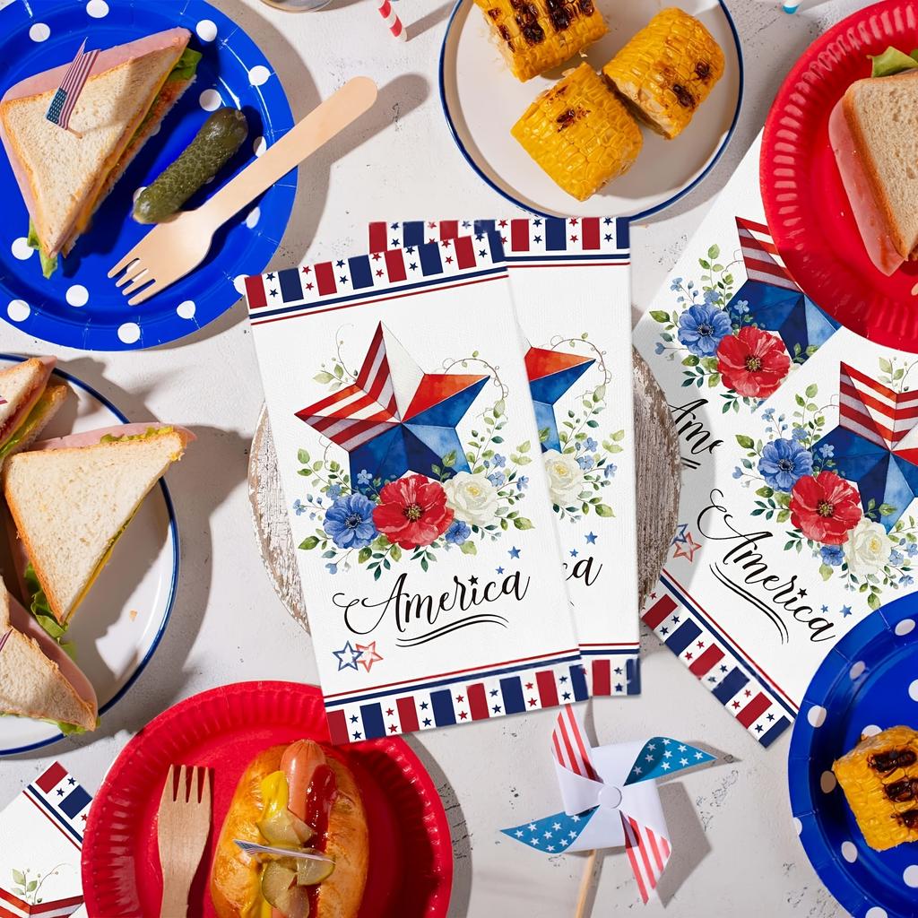 20Pcs 250th American Independence Napkins, Dinner Paper Dining Table Decor for Birthday Party United States Party Supplies