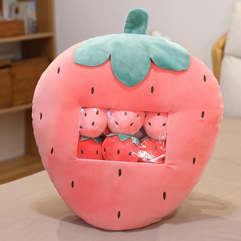 Big Bag Strawberry Bear Koala Snack Throw Pillow Mother Pocket Small Doll Plush Toy Cloth Doll Children'S Doll