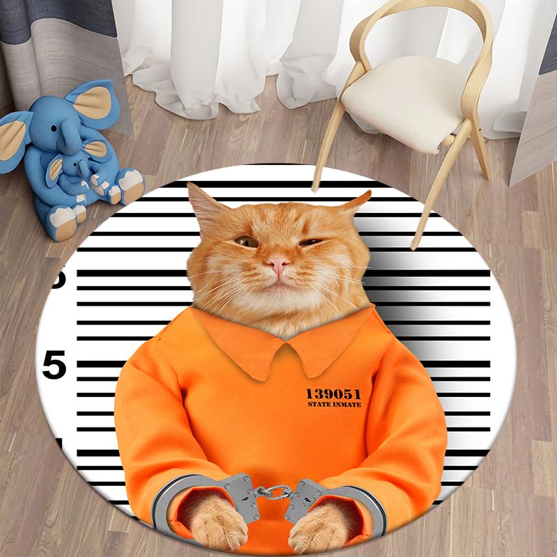 Круглый ковер с принтом Bad Dog Cat, коврик для дома, гостиной, дивана, спальни, украшение пола, ковер из полиэстера