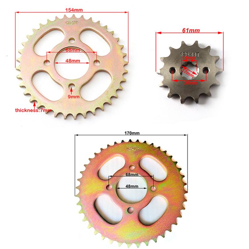 ATV 428 Front Rear Sprocket 116 Links Drive Chain Kit For 50cc 70cc 90cc 110cc 125cc ATV Go Kart UTV Buggy Quad Bike Parts