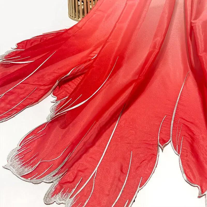 150x100cm Embroidery Lotus Leaf Soft Fabric DIY Hanfu Shirts Doll Cloth Chinese Style DIY Sewing Craft Organza Tulle Fabric New