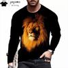 Модная мужская футболка с длинным рукавом с принтом льва, мужская одежда, повседневная футболка, мужские футболки в стиле Харадзюку для мужчин, графические футболки