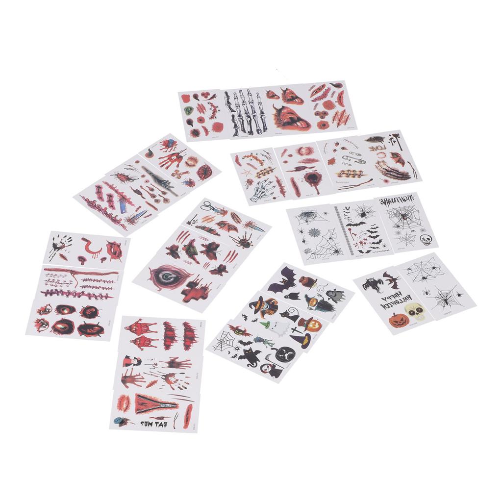 28pcs Halloween Tattoo Stickers Scar Pumpkin Pattern Waterproof Fake Tattoo Stickers