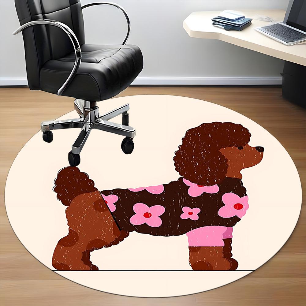 1pc Poodle, Floral Chair Carpet for Office, Non slip, Soft and Durable Office Rug