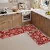 2 шт./набор Рождественский красный кухонный коврик С Рождеством Христовым напольный коврик Снежинка Рождественская елка Нескользящий коврик для кухонной раковины Спальни Гостиной Ванной комнаты Декор