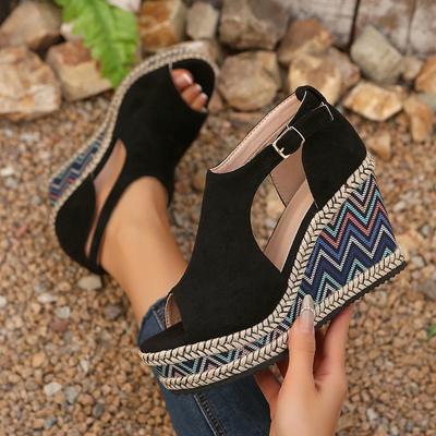 Модные женские сандалии на платформе и танкетке 2025 больших размеров, легкие туфли на высоком каблуке, женские летние новые сандалии с круглым носком, сандалии для женщин