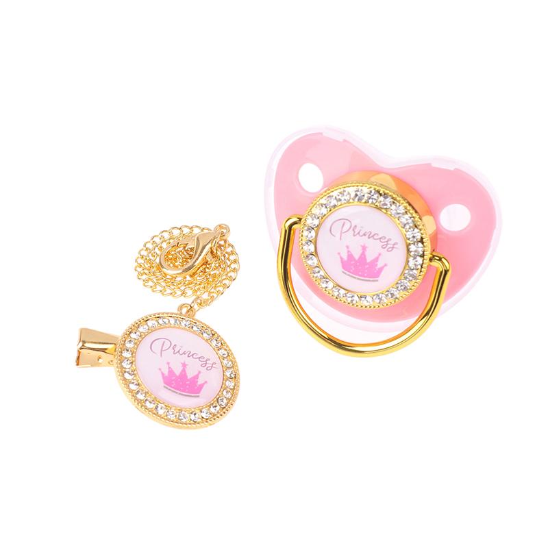 1 шт., блестящая корона, набор цепочек для пустышки, подарок на детский душ, силиконовая пустышка для новорожденного, прорезыватель для зубов, детская соска-пустышка