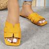 Solid Color Flat-bottomed Slippers Women's Slippers Square Head Breathable One Pedal Home Slippers Women