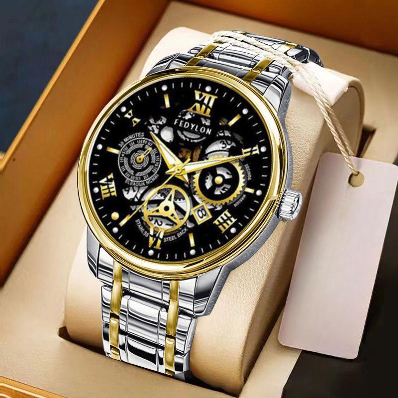 Модернизированный механизм полностью автоматический механизм мужские часы красивые черные технологии тренд корейская версия водонепроницаемые светящиеся мужские
