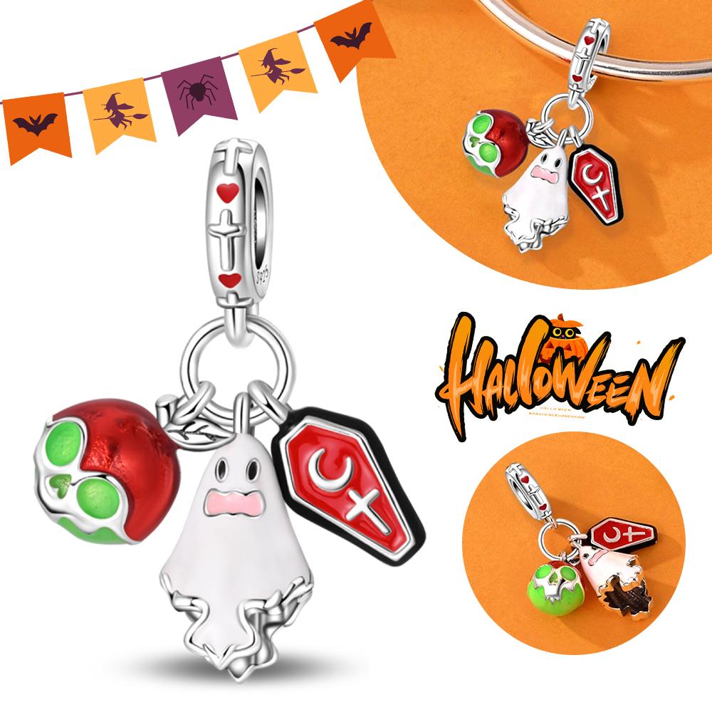 Хэллоуин Вечеринка Медный Светящийся Скелет Гроб Подвеска Бусины Подходят Браслет-шарм Для Изготовления Ювелирных Изделий Женские Подарки
