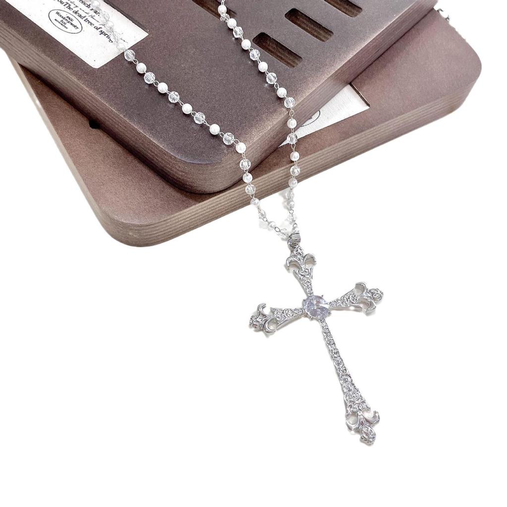 Роскошный готический хрустальный крест-подвеска: Ретро европейско-американское панк-ожерелье в стиле Y2K