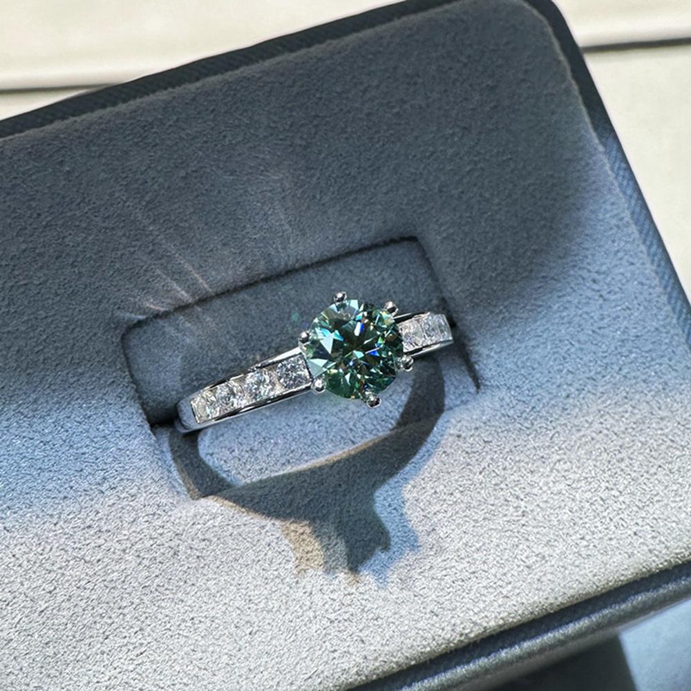 Vinregem Классическое кольцо из 100% стерлингового серебра 925 пробы с бриллиантами круглой огранки 6,5 мм 1CT 3EX VVS1 D Цвет настоящий муассанит с бриллиантами 2 шт. Свадебные помолвочные украшения