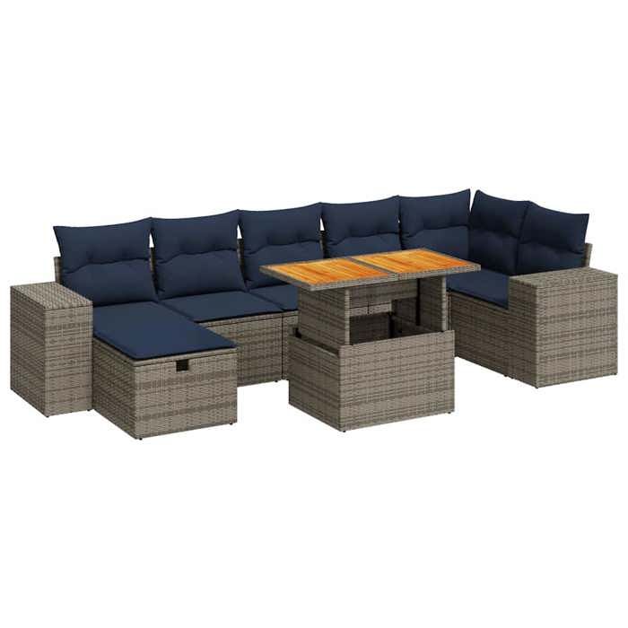 VidaXL Garden Lounge Set 8pcs with Brown Cushions Wicker Acacia, Outdoor Sofa Set, Garden Lounge, 3328097