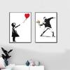 Banksy Graffiti Art Canvas Painting Red Balloon Girl Painting Black White Wall Art Poster Nordic Living Room Home Decor