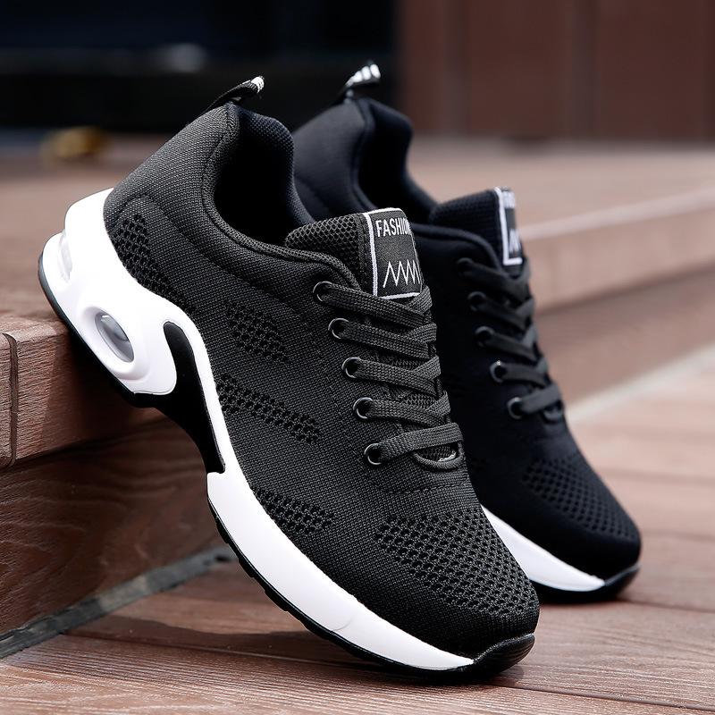 Large Size Summer New Women's Shoes Fashion Air Cushion Sports Shoes Trend Casual Women's Shoes Breathable Fly-woven Mesh Shoes