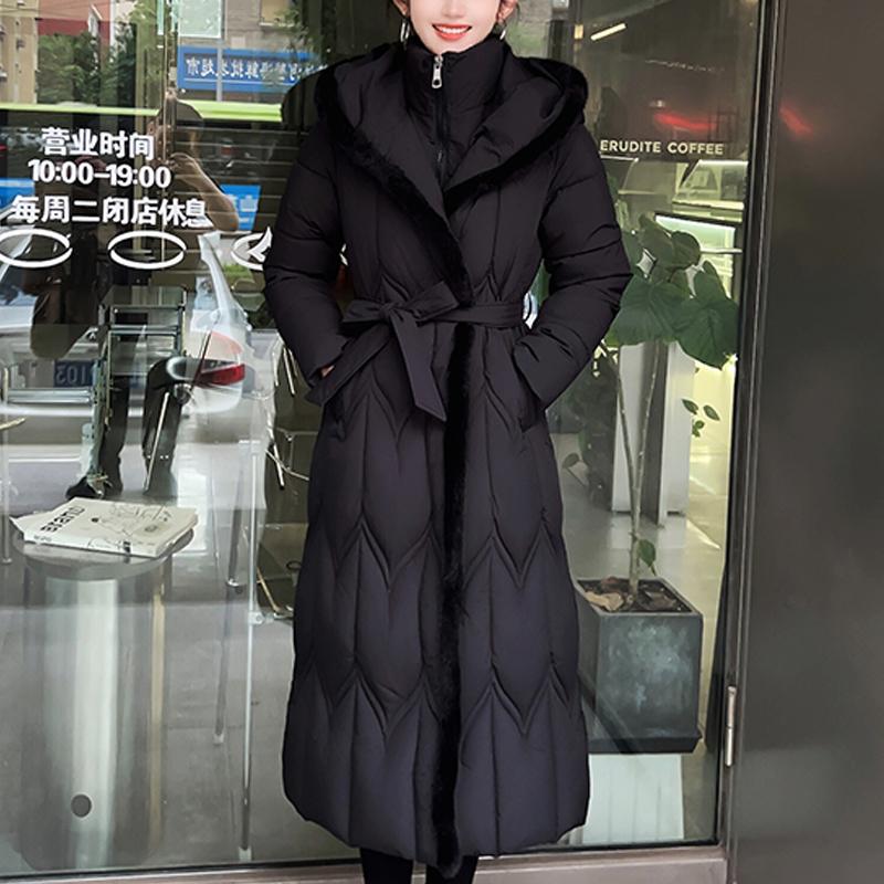 Plus Size L-7XL Fashion Winter Jackets Woman Long Parkas Hooded Loose Thick Warm Overcoat Casual Women's Coats With Belt