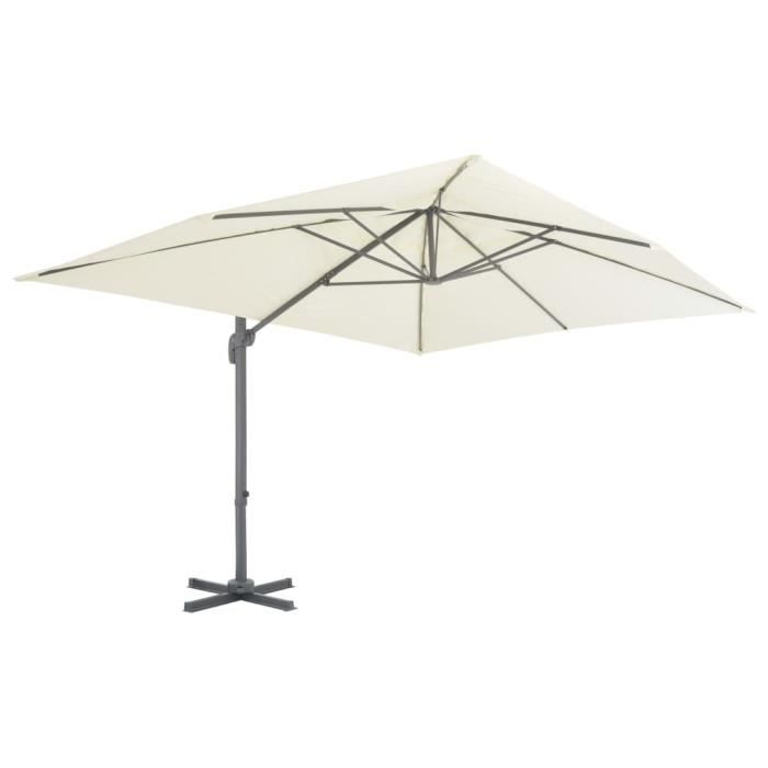 Parasol - vidaXL - Sable - Aluminium - 4 x 3 m - Base portable incluse