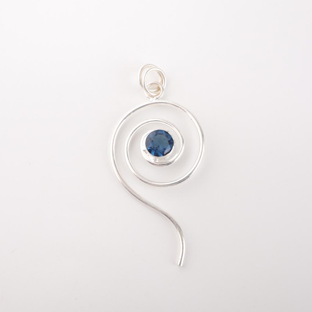 Natural London Blue Topaz Gemstone 925 Sterling Silver Jewelry Handmade Pendant PP-42-19