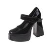 Women Solid Thick Heel Mary Jane Shoes Women's Shoes 2024 Hot Sale Buckle Women's High Heels Fashion Square Toe Dress Pumps