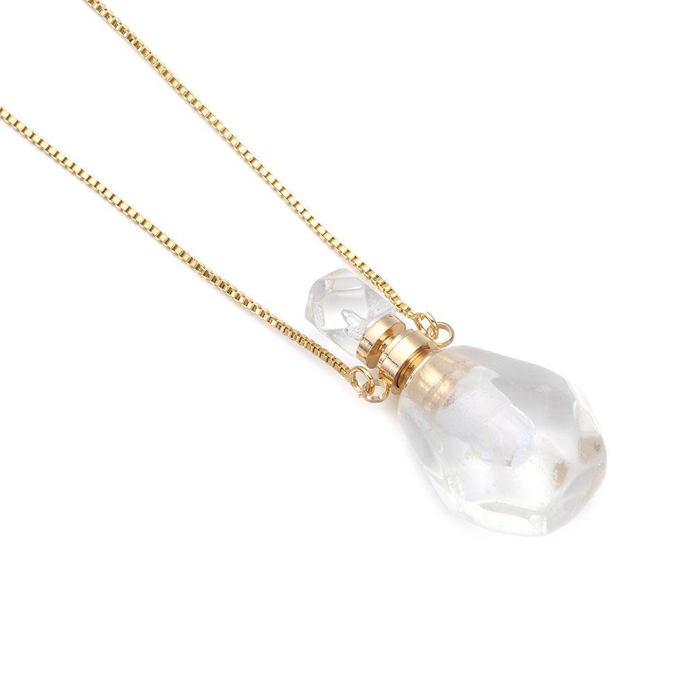 Форма капли воды масляный диффузор флакон флакон духов кулон натуральный камень ожерелье ювелирные изделия подарок