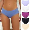 Women Underpants Seamless Solid Color Soft Mid Waist Moisture-wicking Elastic Lady Briefs Sports Panties