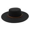 Flat Top Top Hat British Versatile Retro Retro Black Woolen White Beige Felt Hat For Men And Women