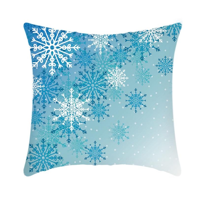 Christmas Blue Ice Snow Deer Digital Printing Short Plush Pillow Covers For Car Sofa Office Cushion Cover Home Goods 60X60Cm