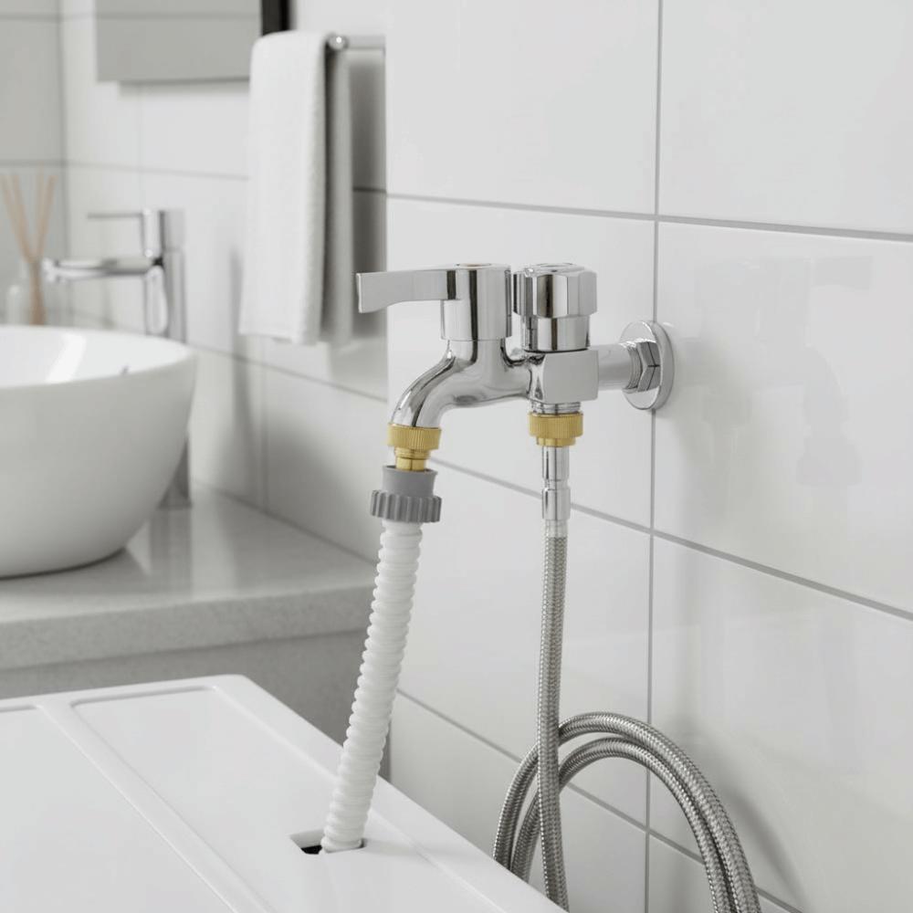 Copper Core Washing Machine Faucet Single-coupled Thickened Water Splitter Faucet Stainless Steel Triple Outlet Adapter Bathroom