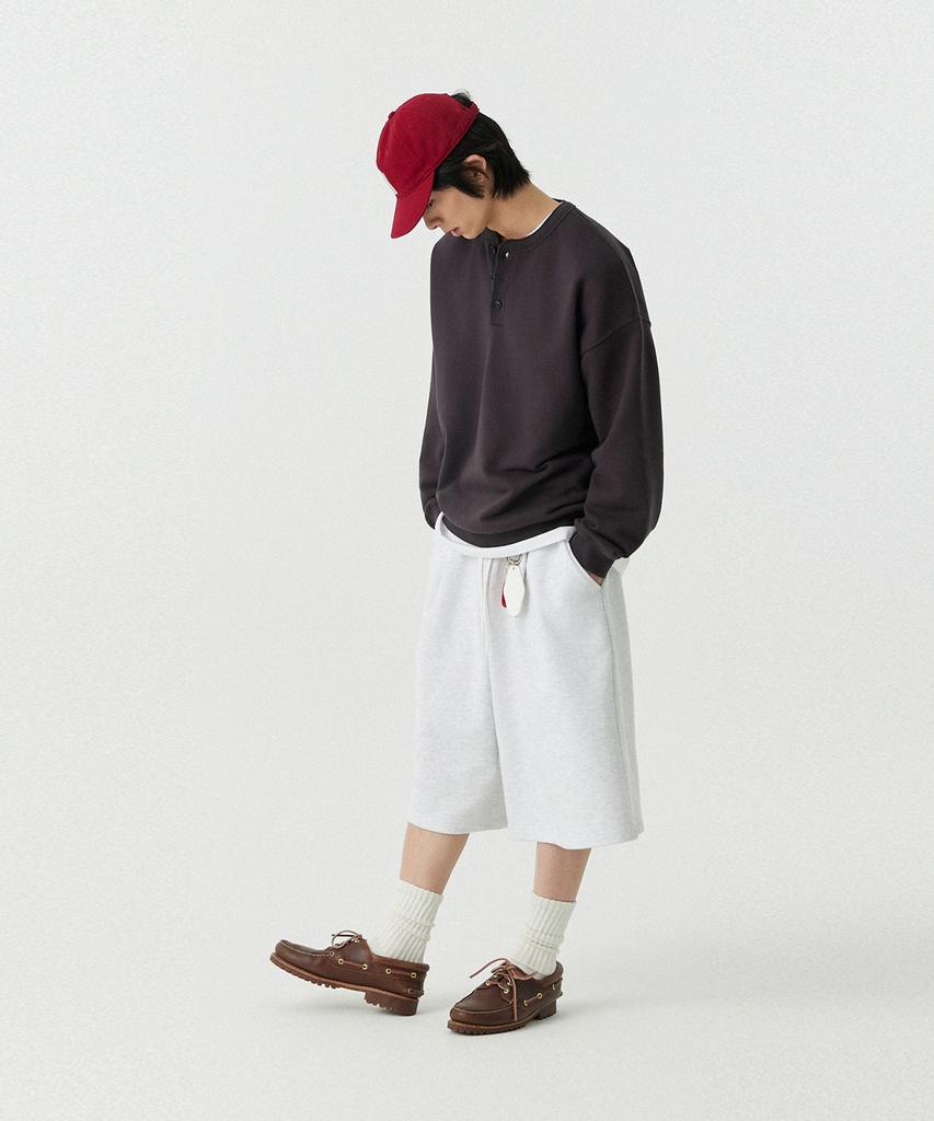 STENDS [M~4XL] Шорты-свитшот оверсайз с петлей для ремня_Белый меланж