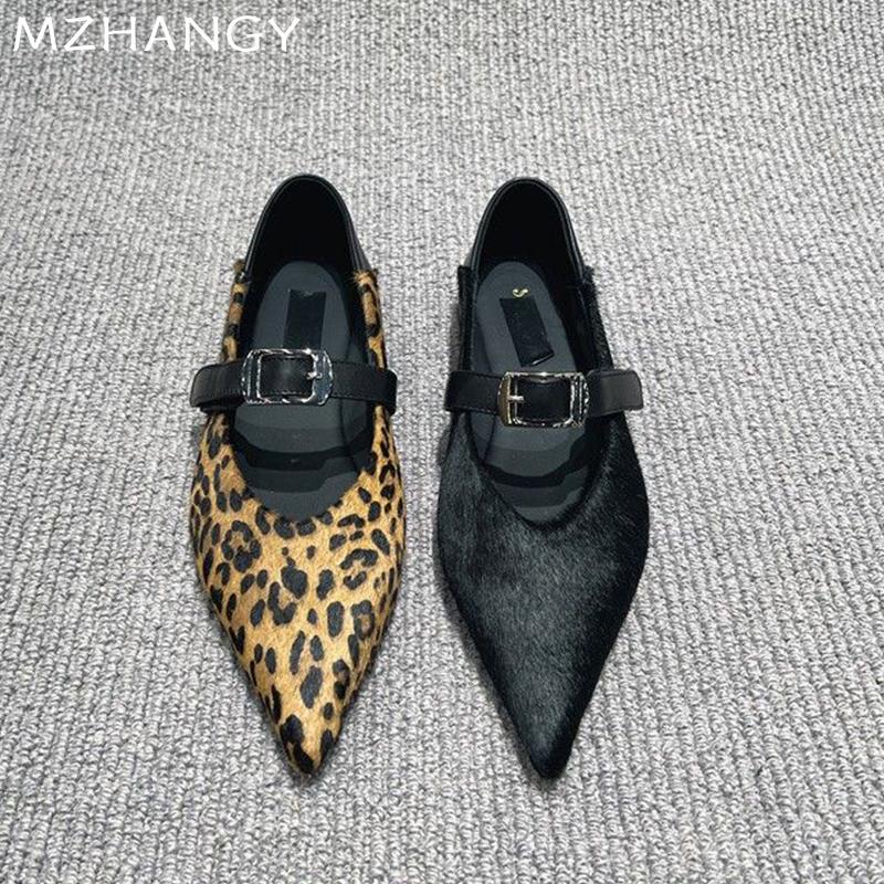 Модные остроносые женские туфли с леопардовым принтом, замшевые туфли на плоской подошве, туфли Мэри Джейн на плоской подошве, модная женская обувь 2024 года, зимние туфли, удобные, новые, Muejr Zapatos