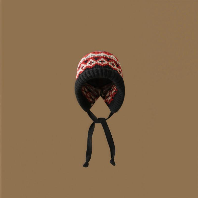 Осенне-зимняя женская универсальная шапка, вязаная шапка с защитой ушей, свободная, для большой окружности головы, плюшевая шапка, подчеркивающая лицо, шерстяная шапка-мешок